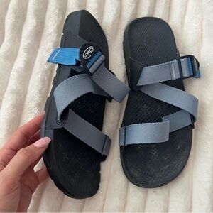 Chaco Lowdown Slide Sandals Sky Dusty Blue Adjustable Straps Mens